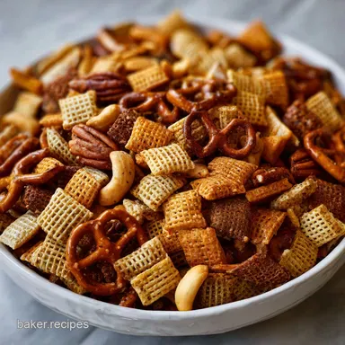 Chex Mix Recipe: Crispy Baked for Parties Recipe Card