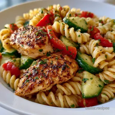 Cold Summer Pasta Salad with Chicken