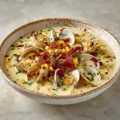 Corn Clam Chowder: Velvety and Rich Recipe Card