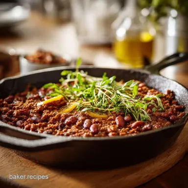 Cowboy Beef Mince and Bean Skillet Easy OnePan Comfort Food Recipe Card