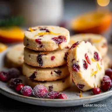 Cranberry Orange Shortbread Cookies with Glaze Recipe Card
