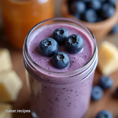 The Best Blueberry Protein Smoothie Recipe No Banana Option Recipe Card