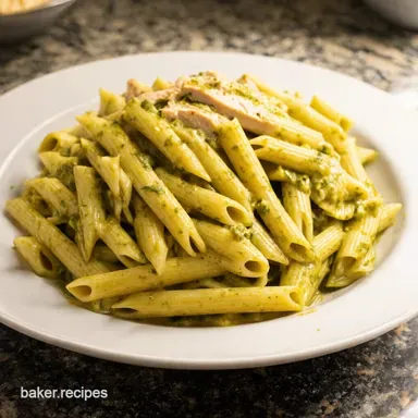 Creamy Chicken Pesto Pasta Quick Easy Dinner Recipe Card