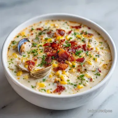 Clam Corn Chowder with Bacon: Creamy