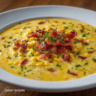 Creamy Corn Chowder for 6 Servings Recipe Card