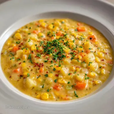 Creamy Corn Chowder in 45 Minutes Recipe Card