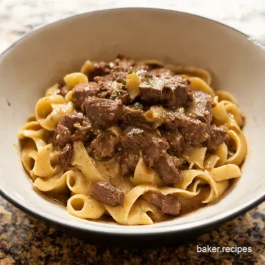 Easy Slow Cooker Beef Stroganoff Family Fave Recipe Card