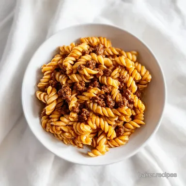 Creamy High Protein Beef Pasta Meal Prep Recipe Card