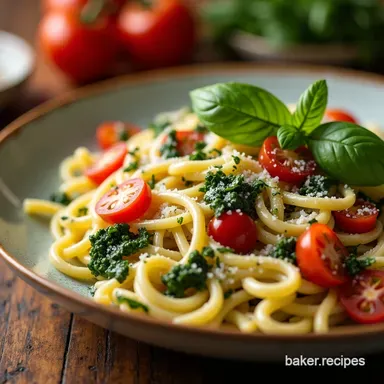 Vibrant Creamy Spring Pasta Primavera Recipe Easy Dinner Recipe Card