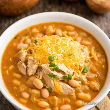 Creamy White Bean Chicken Chili Easy Comfort Food Recipe Card