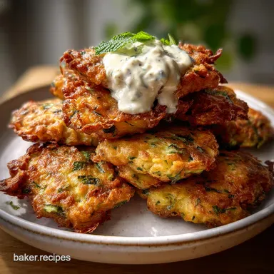 Vegetable Appetizers: Ultra-Crispy Courgette Feta Fritters Recipe Card