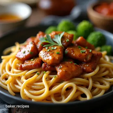 Easy Crockpot Honey Garlic Chicken with Noodles Recipe Recipe Card