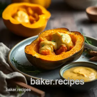 Easy Roasted Acorn Squash with Creamy Curry Coconut Sauce Recipe Card