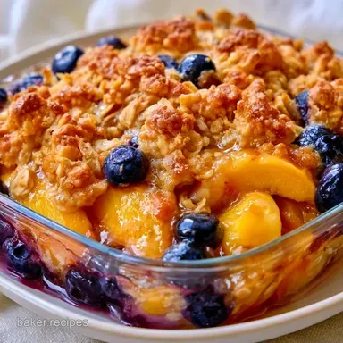 Brown Butter Blueberry Peach Crisp