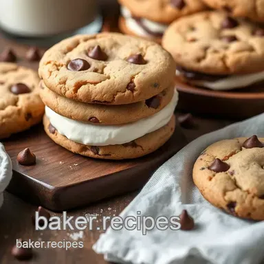 Bake Chocolate Chip Cookie Sandwiches Delightfully Recipe Card