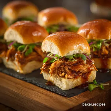 Football Foods: Easy Beer-Braised BBQ Chicken Sliders Recipe Recipe Card