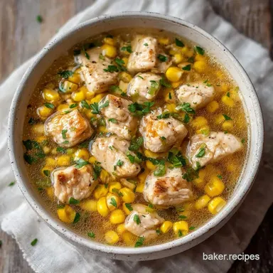 Easy Chicken and Corn Soup in 40 Minutes Recipe Card