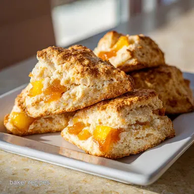 Easy Peach Scones Recipe in 40 Minutes: Golden and Flaky Recipe Card