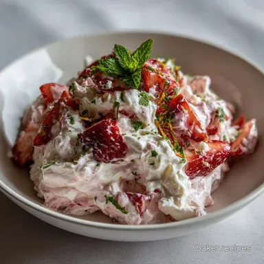 Strawberry Fluff Salad Recipe: Easy No-Bake Potluck Delight Recipe Card