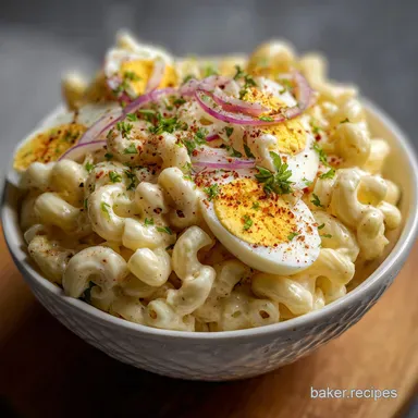 egg macaroni salad Classic creamy picnic side with mustard Recipe Card