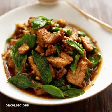 Thai Fried Recipe Fiery Basil Pork Pad Kra Pao So Easy Recipe Card