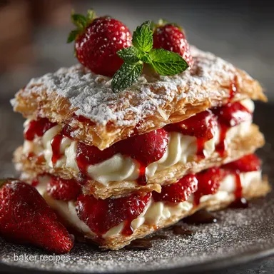 The Ultimate Strawberry Napoleons Recipe Flaky Pastry Cr&egrave;me Diplomate Recipe Card