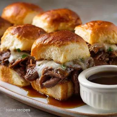 French Dip Sliders Ready in 30 Min | Crokpot Hawaiian Roll Recipe Recipe Card