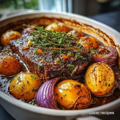 French Onion Pot Roast Recipe for 6 Servings