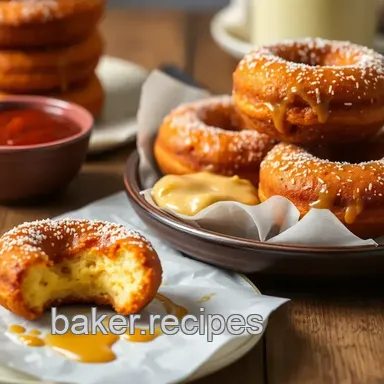 Fried Cheese Donuts with Honey Mustard Glaze Recipe Card