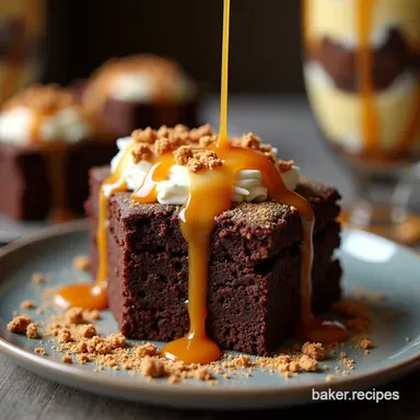 Best Chocolate Brownie Trifle with Salted Caramel Recipe Card