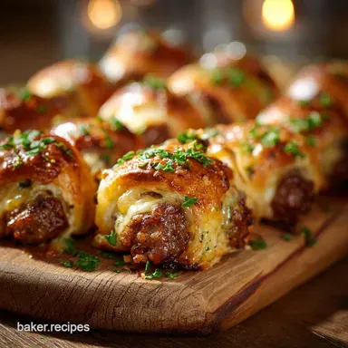 Football Snacks: Sticky Cheesy Sausage Roll Bites for Game Day Recipe Card