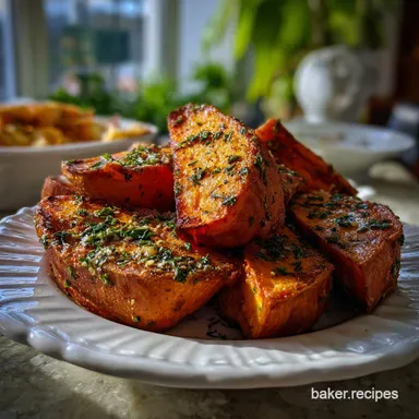 Oven Cooked Sweet Potato Recipe with Garlic and Herbs
