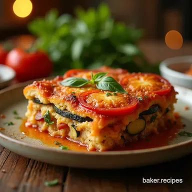 Easy Tomato Eggplant Zucchini Bake with Crisp Parmesan Recipe Card