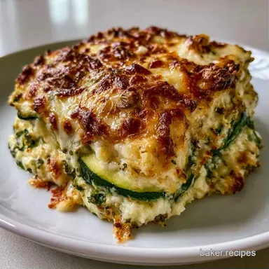 Garlic Parmesan Zucchini Casserole Baked Recipe Card