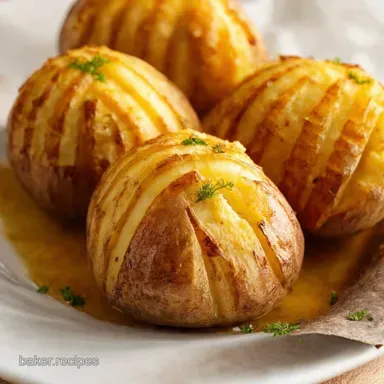 Golden Garlic Hasselback Potatoes Best Potato Recipes Recipe Card