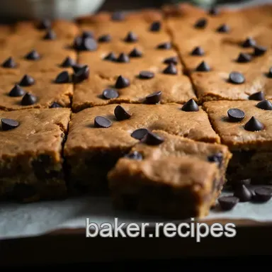 Delicious Gooey Chocolate Chip Bars with Lily's Baking Chips Recipe Card