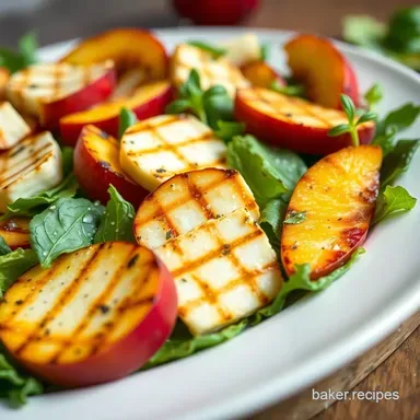 My Grilled Halloumi & Peach Salad: Best Salad Recipes! Recipe Card