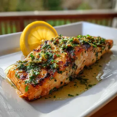 Grilled Salmon Recipe with Lemon and Herbs: Flaky Citrus Infused Flesh Recipe Card