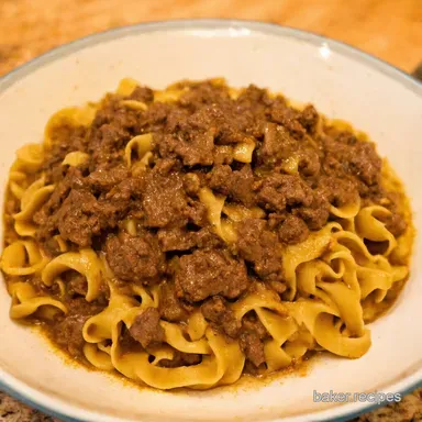 Easy Beef Stroganoff with Ground Beef Ready in 45 Recipe Card