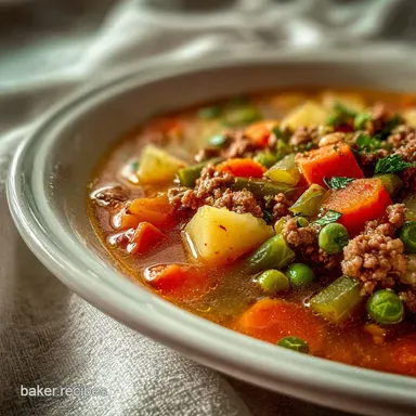 Ground Beef Vegetable Soup: One-Pot Recipe Card