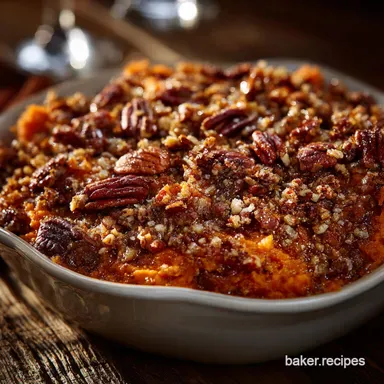 Healthier Sweet Potato Casserole with Crispy Pecan Crumble