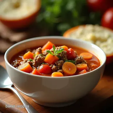 Hearty vegetable soup with ground beef recipe A Family Classic Recipe Card