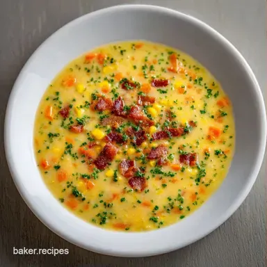 Chicken Corn Chowder with Bacon Recipe Card