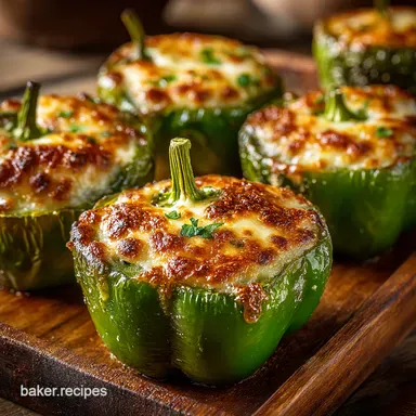 Hearty stuffed green peppers with ground Classic Comfort Recipe Card