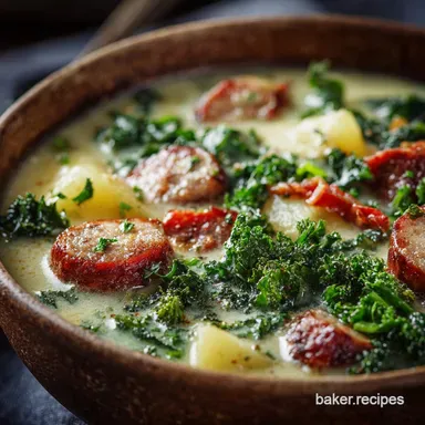 The Best Creamy Sausage Potato Kale Soup Recipe A Tuscan Favourite Recipe Card