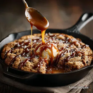 Go Gooey Proper Heaven in a Pan Salted Caramel Skillet Cookie Recipe Card