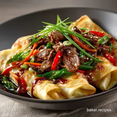 Mu Shu Beef with Pancakes Better Than Takeout FeatherLight Wraps Recipe Card