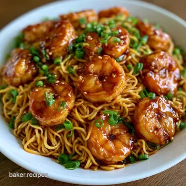 Honey Garlic Shrimp Chow Mein in 25 Min