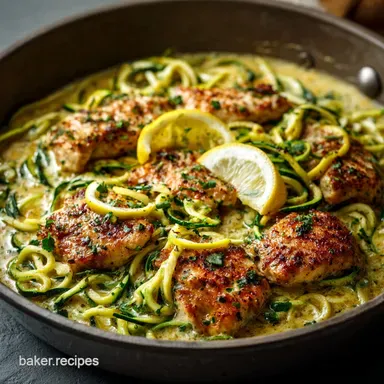 Creamy Lemon Keto Chicken and Zoodles Skillet OnePan 35 Mins