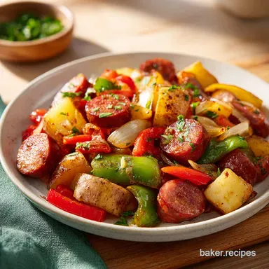 Kielbasa Hash Skillet Recipe with Garlic for 4